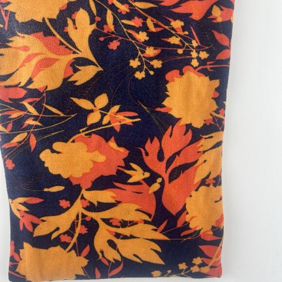 Lularoe Leggings Women One Size OS 2-10 Navy Blue Orange Floral Stretchy Comfort - Picture 3 of 10